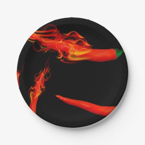 Flaming Chili Peppers Paper Plates
