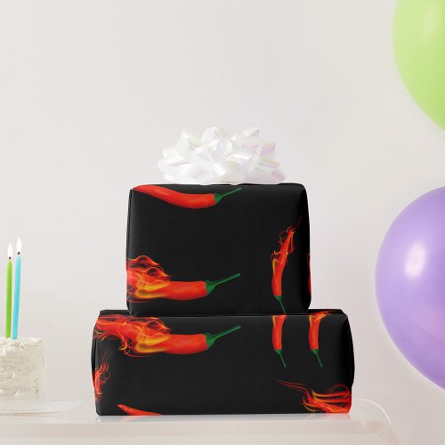 Flaming Chili Peppers Wrapping Paper