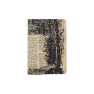 Flaming Colourful Feathers Dictionary Book Collage Passport Holder