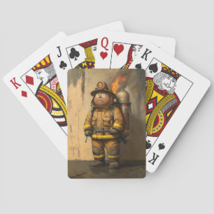Flaming Concern: The Overwhelmed Firefighter Poker Cards