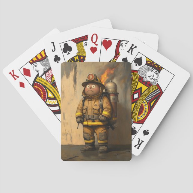 Flaming Concern: The Overwhelmed Firefighter Poker Cards (Back)