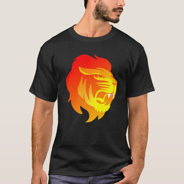 Flaming Cool Lion Head T-Shirt (Front)