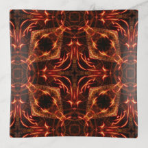 Flaming Cross & Diamonds Square Trinket Tray