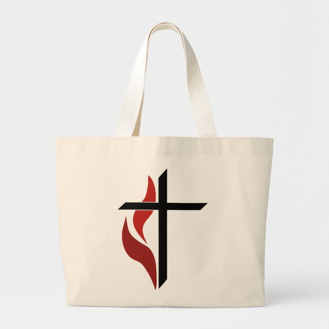 Flaming Cross Large Tote Bag (Front)