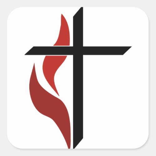 Flaming Cross Square Sticker