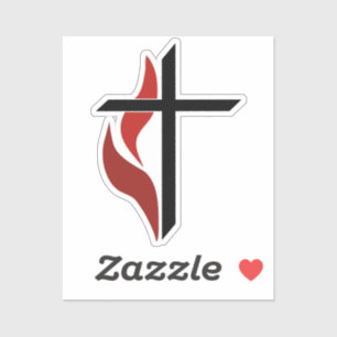 Flaming Cross Sticker