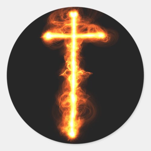 Flaming Cross Sticker