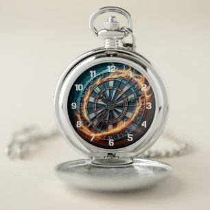 Flaming Dart Arena Ignite the passion of the Darts Pocket Watch