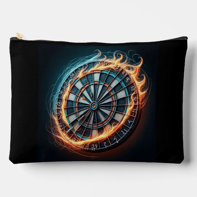 Flaming Dartboard – Circle of Fire Darts Art Accessory Pouch (Front)