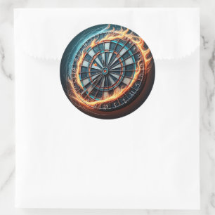 Flaming Dartboard – Circle of Fire Darts Art Classic Round Sticker
