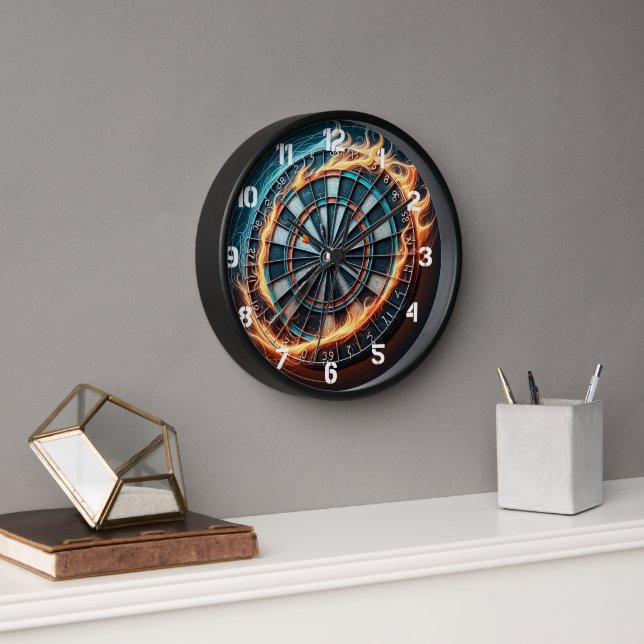 Flaming Dartboard – Circle of Fire Darts Art Clock (Office)