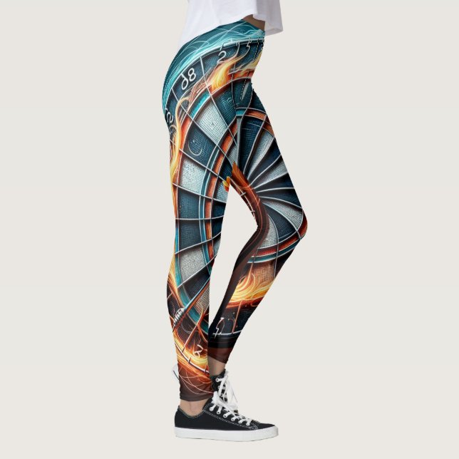 Flaming Dartboard – Circle of Fire Darts Art Leggings (Right)