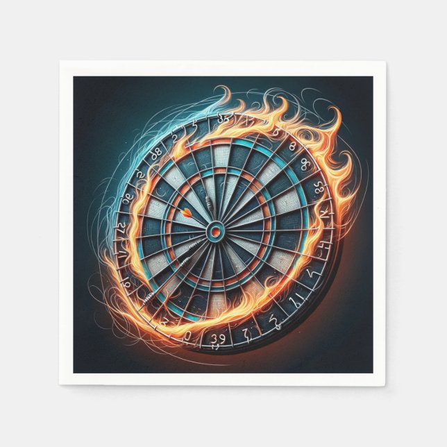 Flaming Dartboard – Circle of Fire Darts Art Napkins (Front)