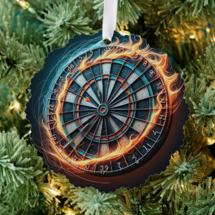 Flaming Dartboard – Circle of Fire Darts Art Ornament Card