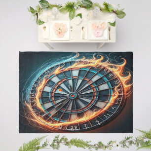 Flaming Dartboard – Circle of Fire Darts Art Outdoor Rug