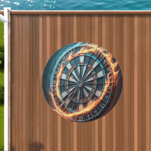 Flaming Dartboard – Circle of Fire Darts Art Outdoor Rug