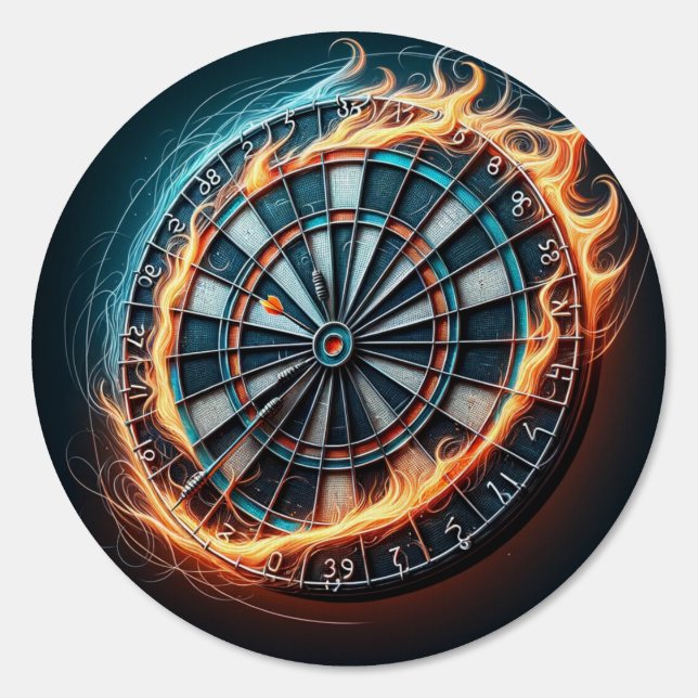 Flaming Dartboard – Circle of Fire Darts Art Sign (Front)