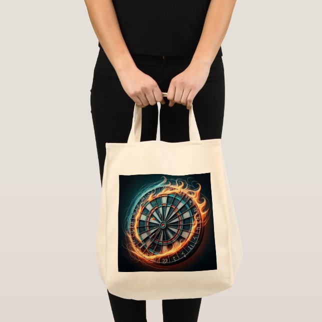 Flaming Dartboard – Circle of Fire Darts Art Tote Bag (Front (Product))