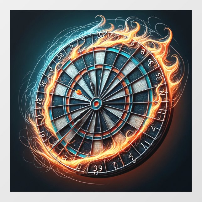 Flaming Dartboard – Circle of Fire Darts Art Wall Decal (Front)