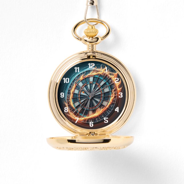 Flaming Dartboard – Circle of Fire Darts Art Watch (Front)
