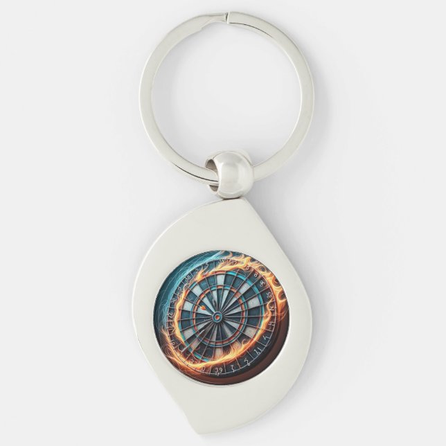 Flaming Dartboard – Circle of Fire Keychain (Front)