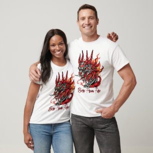 Flaming Demon Dragon Head T-Shirt