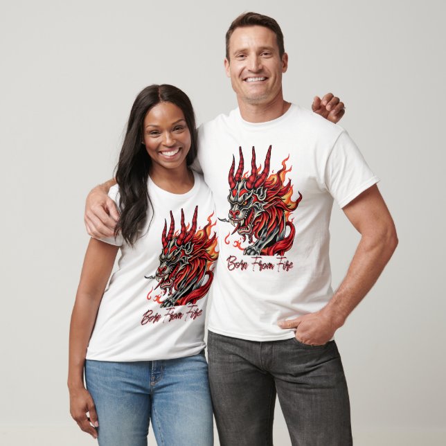 Flaming Demon Dragon Head T-Shirt (Unisex)