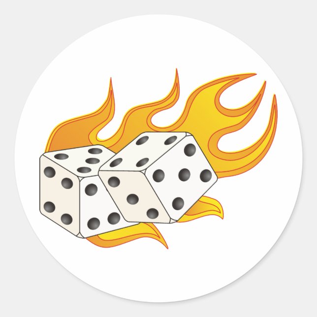 Flaming Dice Classic Round Sticker (Front)
