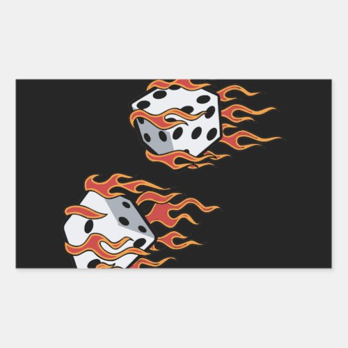 Flaming Dice Rectangular Sticker