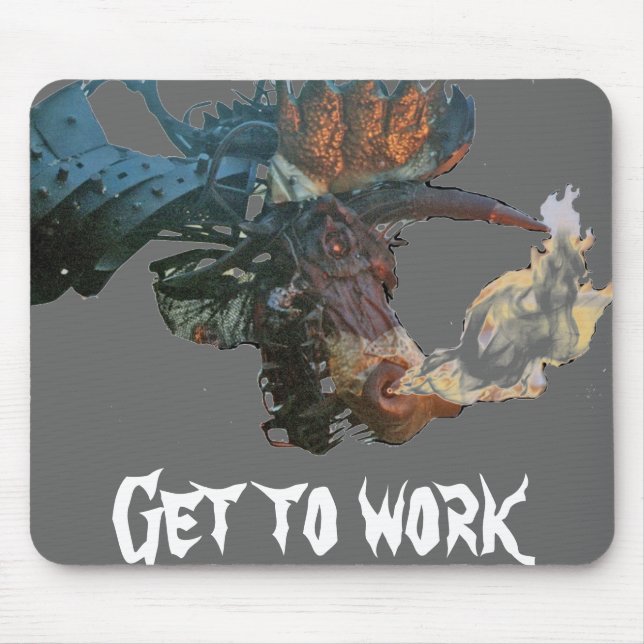 flaming dragon, Get to work Mouse Pad (Front)