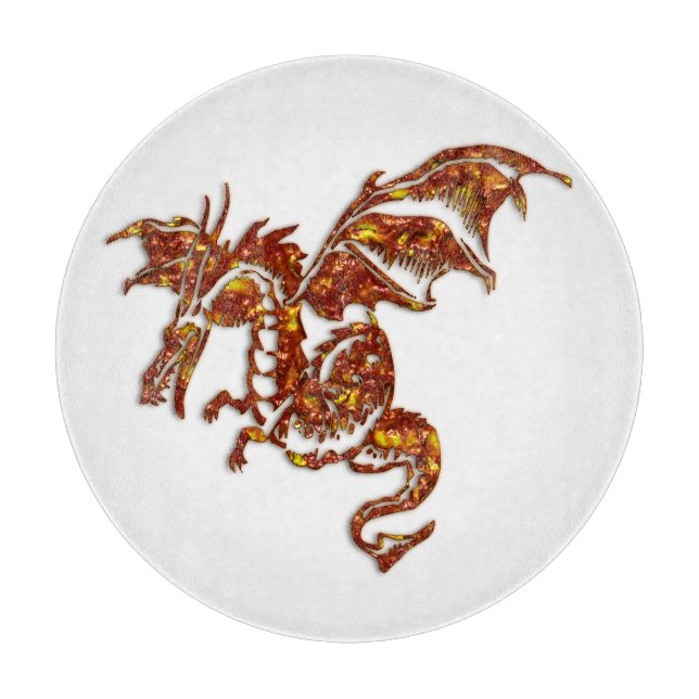 Flaming Dragon Glass Cutting Board (Front)