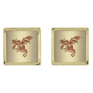 Flaming Dragon Gold Cufflinks