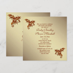  Flaming Dragon Golden 2 Wedding Theme Invitation
