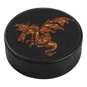 Flaming Dragon Hockey Puck