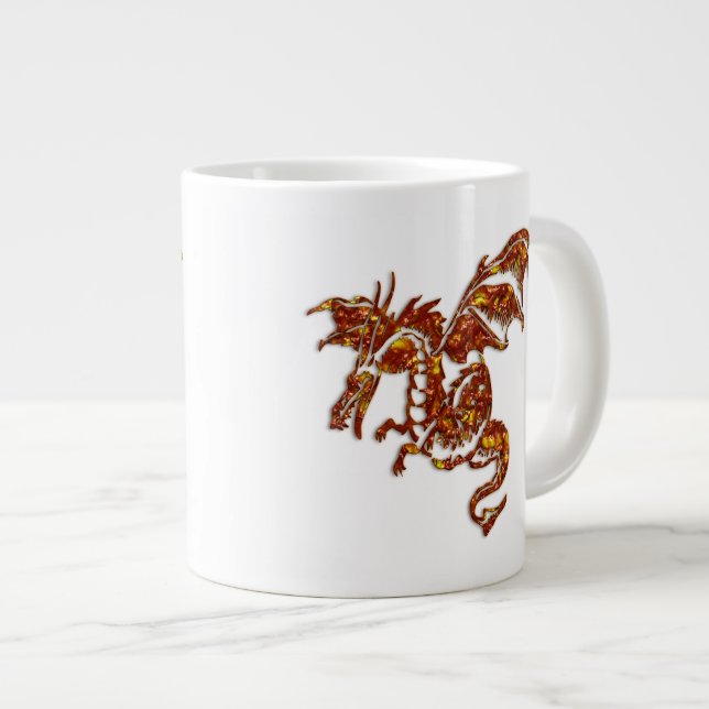 Flaming Dragon Large Coffee Mug (Front Right)