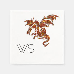 Flaming Dragon Monogram Napkins