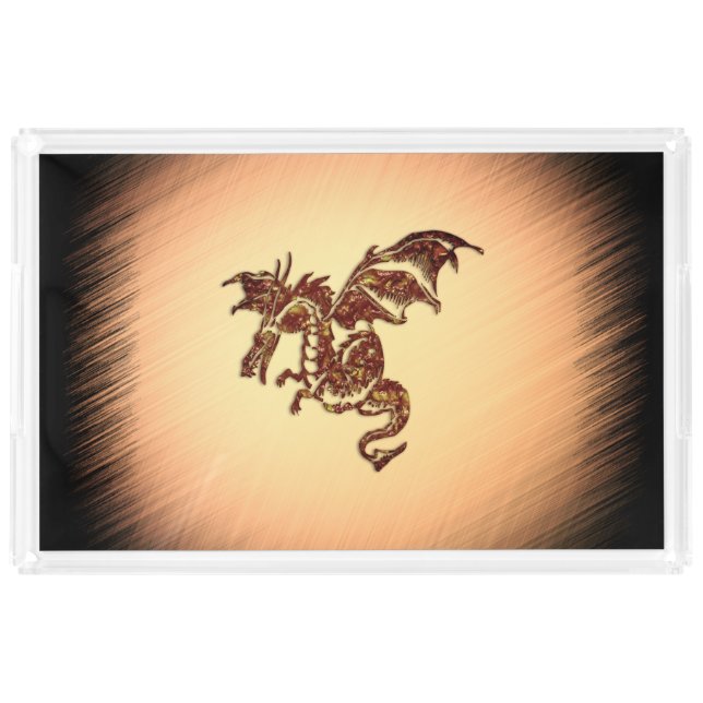 Flaming Dragon on Black Acrylic Tray (Front)