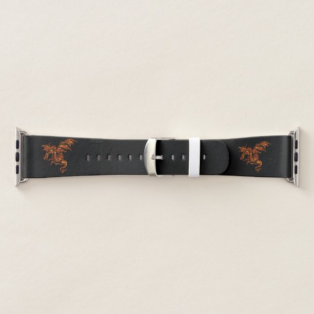 Flaming Dragon on Black Apple Watch Band (Band)