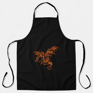 Flaming Dragon on Black Apron