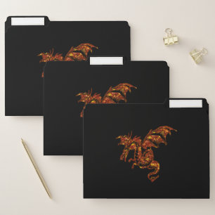 Flaming Dragon on Black File Folder