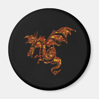 Flaming Dragon on Black Magnet