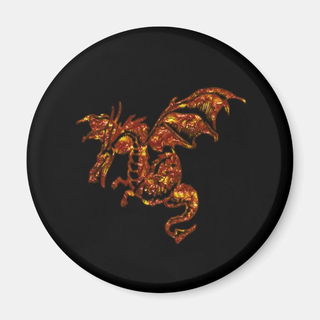 Flaming Dragon on Black Magnet (Front)