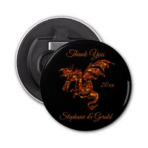 Flaming Dragon on Black Personal Bottle Opener