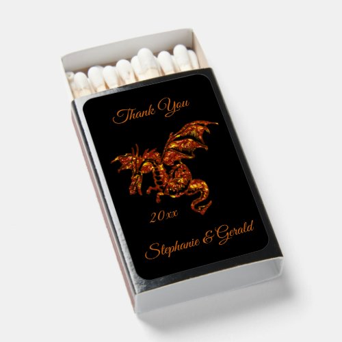 Flaming Dragon on Black Personal Matchboxes