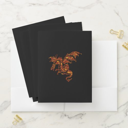 Flaming Dragon on Black Pocket Folder