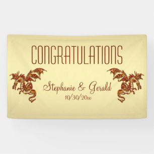 Flaming Dragon on Gold Personal Banner