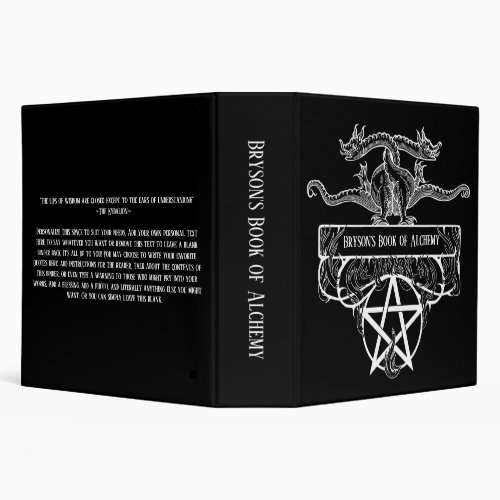 Flaming Dragon Pentacle Occult Book of Shodows 3 Ring Binder