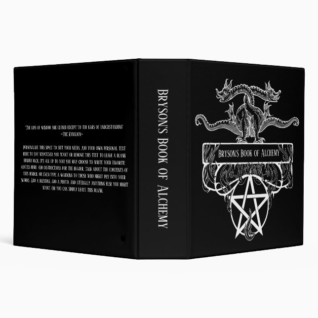 Flaming Dragon Pentacle Occult Book of Shodows 3 Ring Binder (Background)