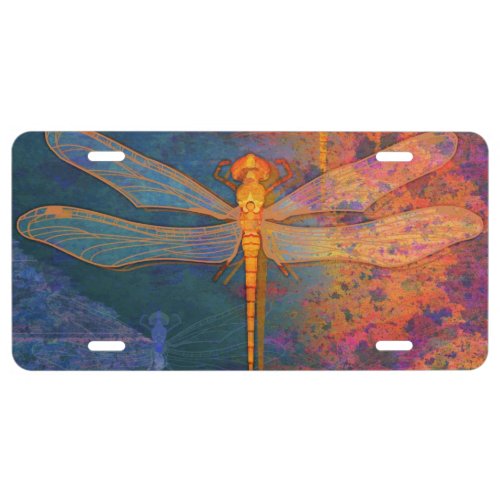 Flaming Dragonfly License Plate