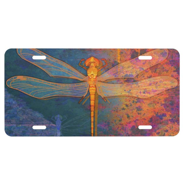 Flaming Dragonfly License Plate (Front)
